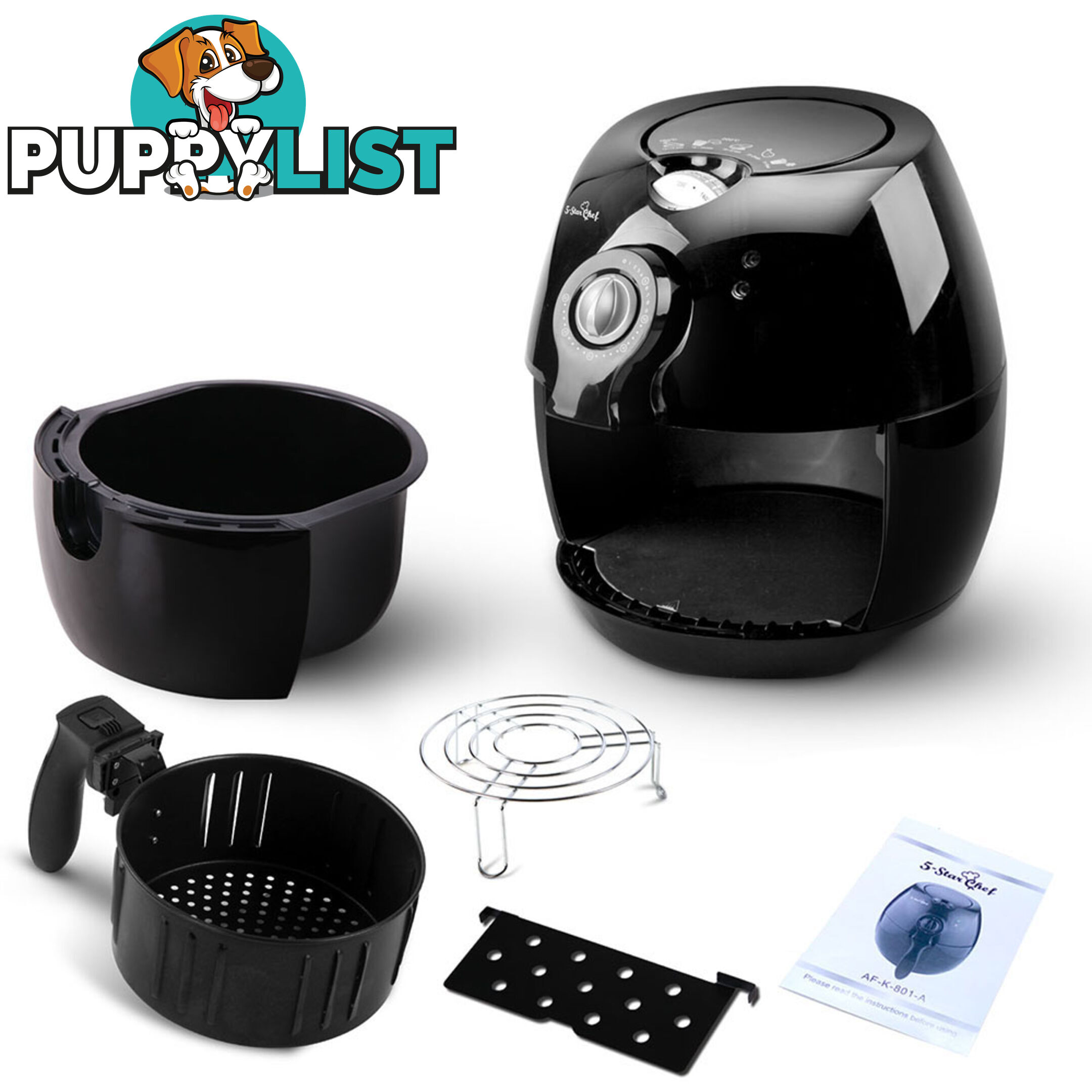 5 Star Chef Oil-Less Air Fryer 2.2L - Black