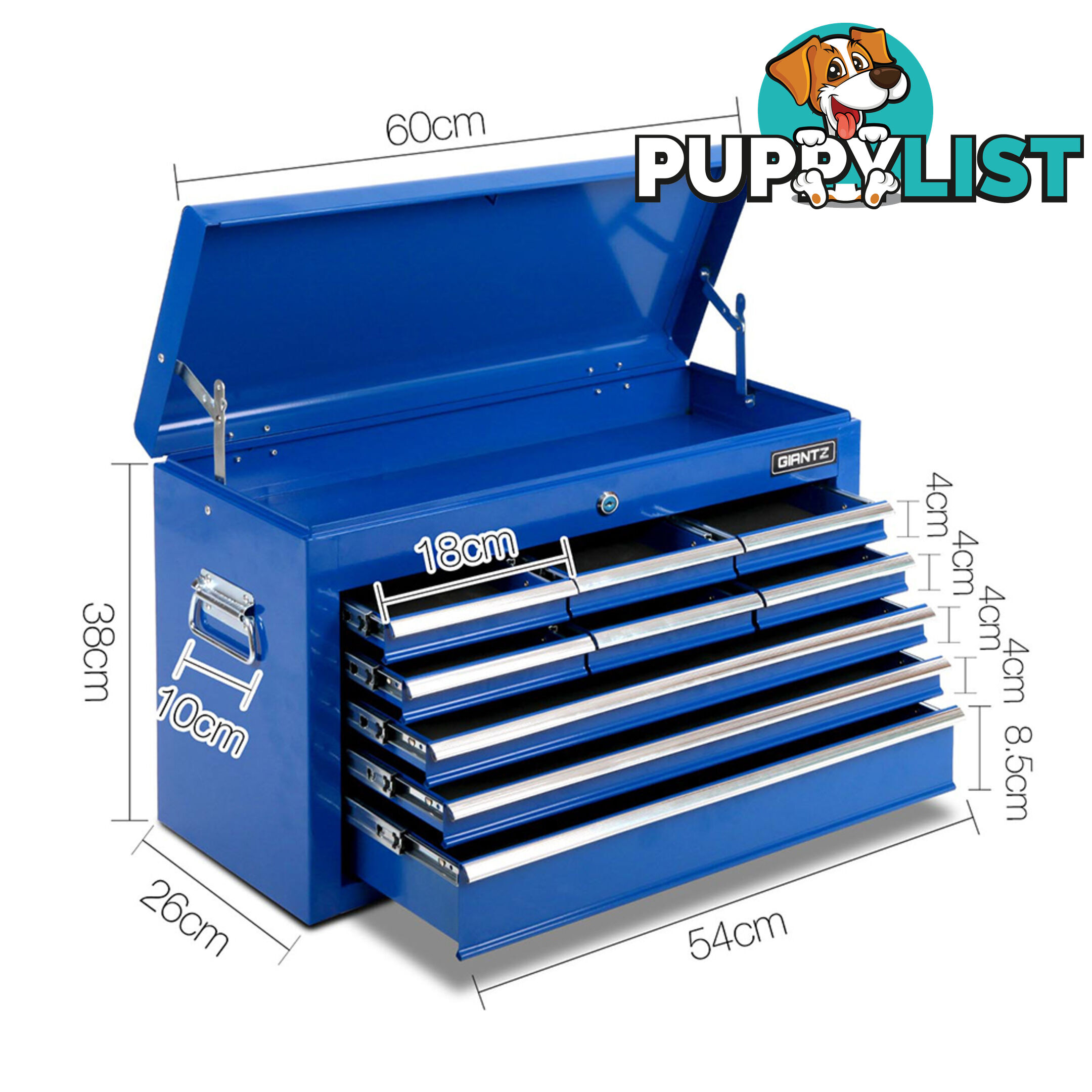 9 Drawers Tool Box Chest Blue