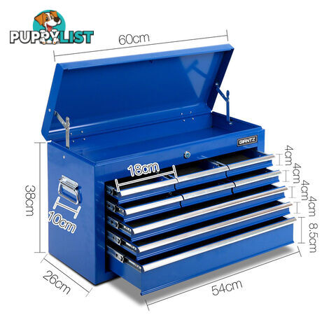 9 Drawers Tool Box Chest Blue