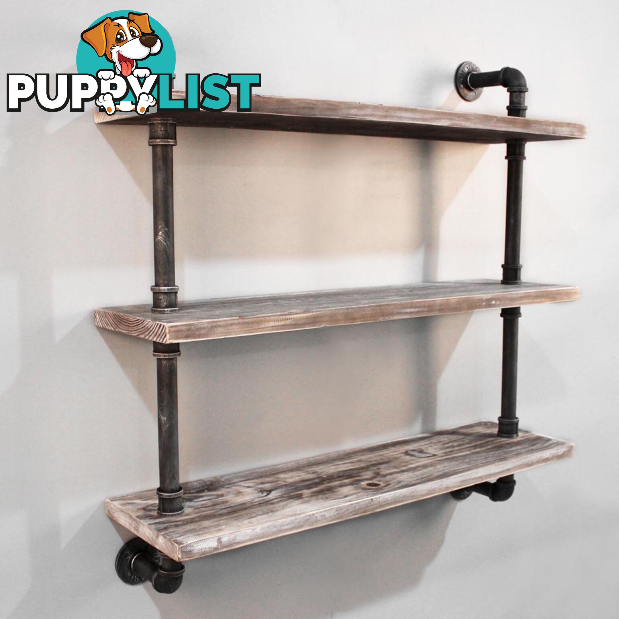 Rustic Industrial DIY Floating Pipe Shelf