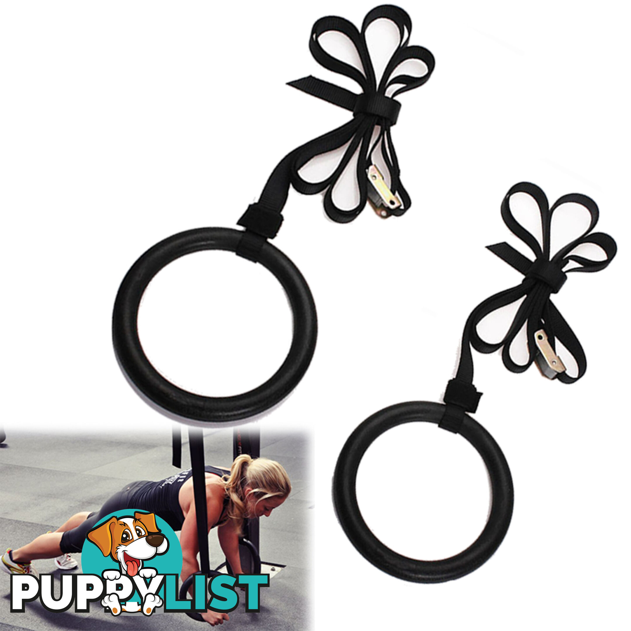 Gymnastic Gym Rings Hoop Crossfit Exercise Fitness Home Workout Dip Pair Bars