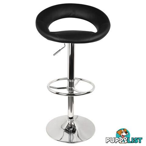 Set of 2 PU Leather Kitchen Bar Stool Black