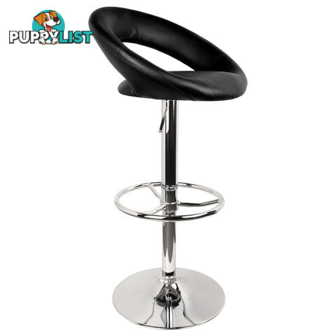 Set of 2 PU Leather Kitchen Bar Stool Black