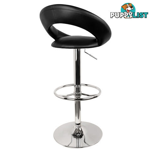 Set of 2 PU Leather Kitchen Bar Stool Black