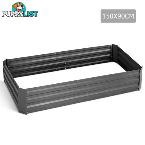 Galvanised Raised Garden Bed - 150 x 90 x 30cm - Aluminium Grey