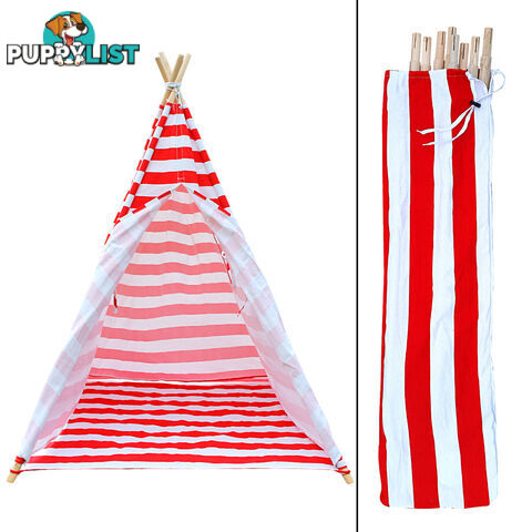 4 Poles Teepee Tent w/ Storage Bag Red