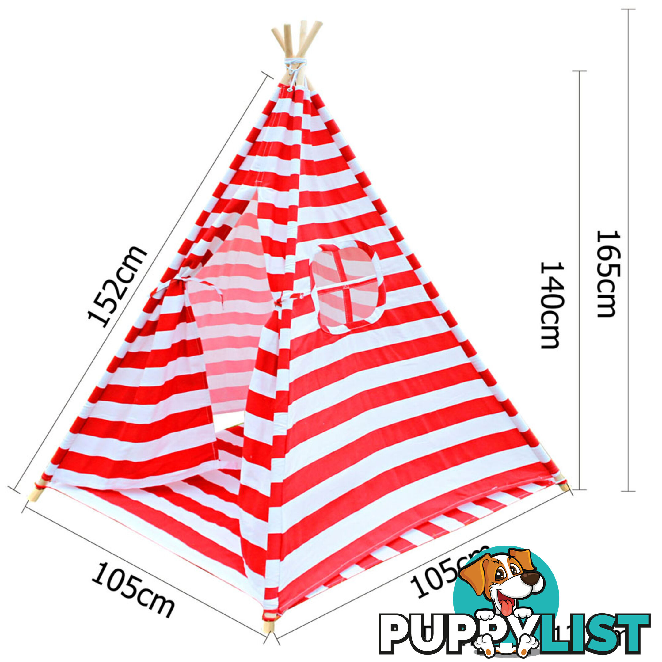 4 Poles Teepee Tent w/ Storage Bag Red