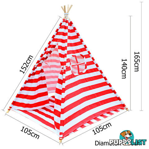 4 Poles Teepee Tent w/ Storage Bag Red