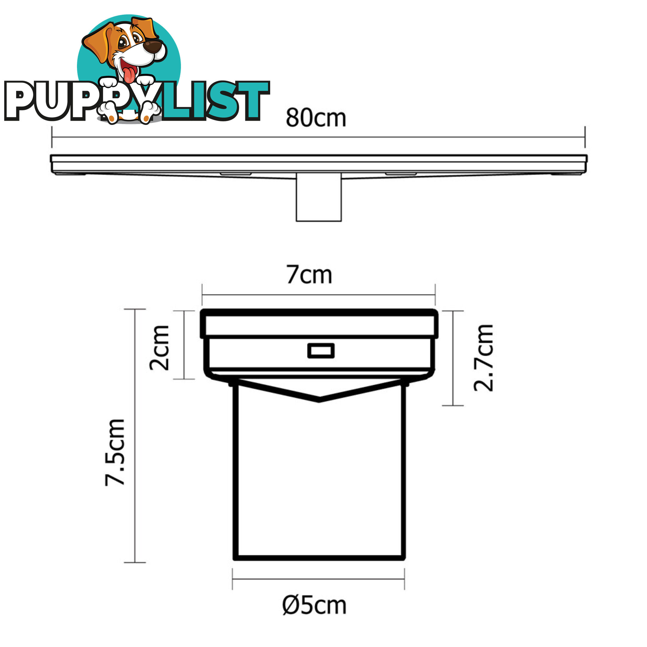 Tile Insert Stainless Steel Shower Grate Drain Floor Bathroom 800mm