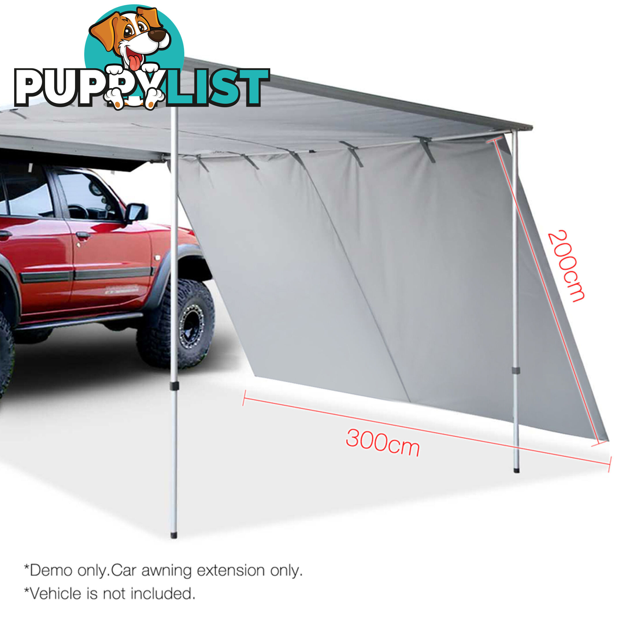 2X3M Car Awning Extension  - Grey