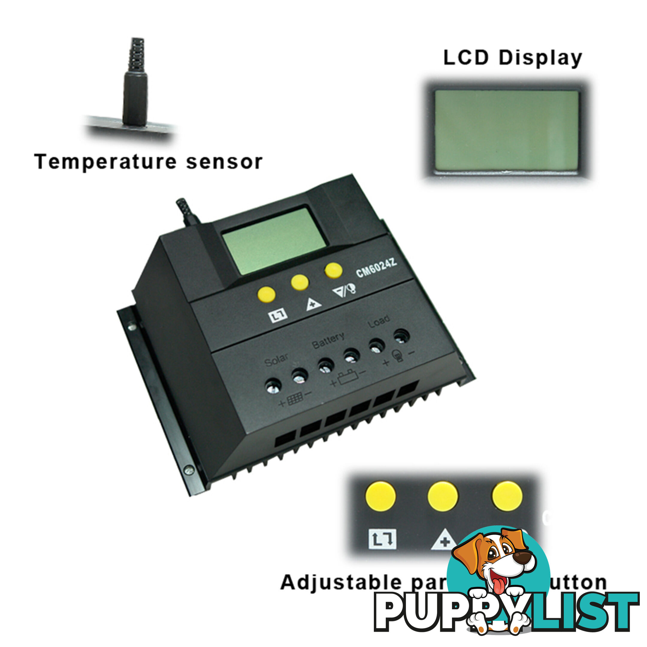 60A 12V-24V LCD Display PWM Solar Panel Regulator Charge Controller Battery