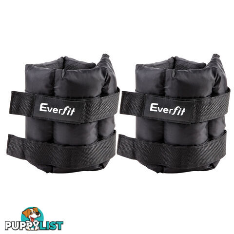 Set of 2 5 kg Wrist Ankle Weights Gym Training w/ Adjustable Pair Strap