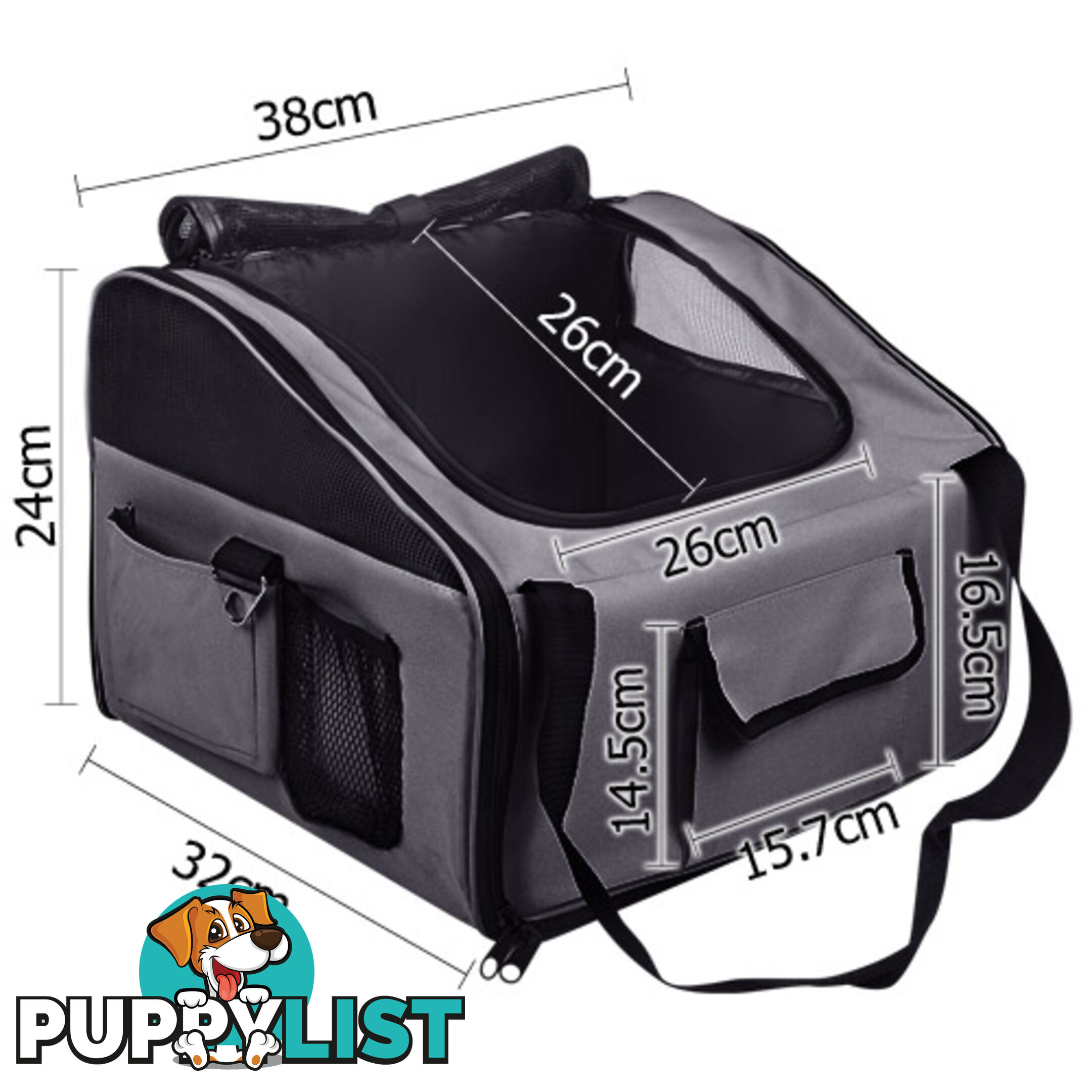 Pet Dog Cat Car Seat Carrier Travel Bag Small Grey