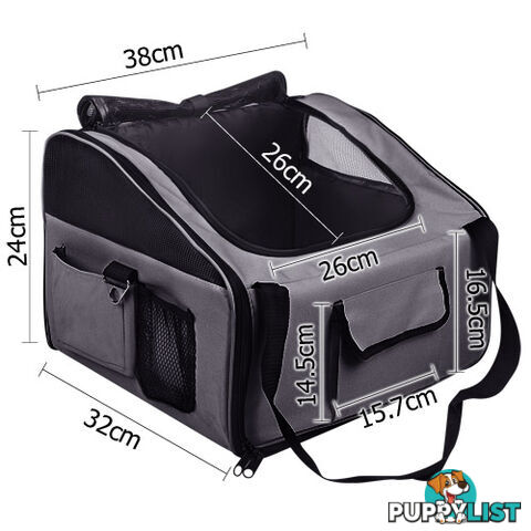 Pet Dog Cat Car Seat Carrier Travel Bag Small Grey