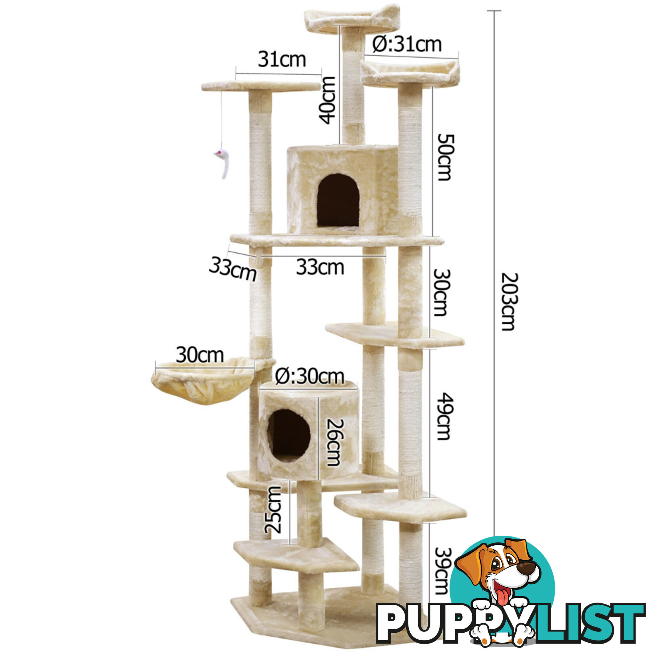 Cat Scratching Poles Post Furniture Tree House Beige