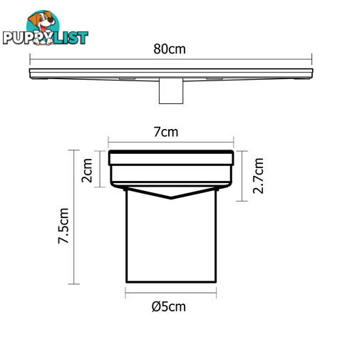 Heelguard Stainless Steel Shower Grate Drain Floor Bathroom 800mm