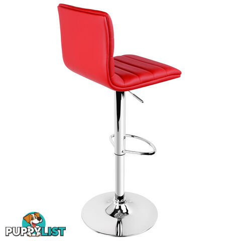 Set of 2 PU Leather Kitchen Bar Stool Red