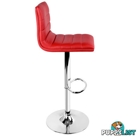 Set of 2 PU Leather Kitchen Bar Stool Red