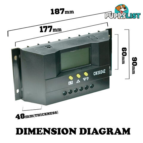 30A 12V-24V LCD Display PWM Solar Panel Regulator Charge Controller Battery Auto