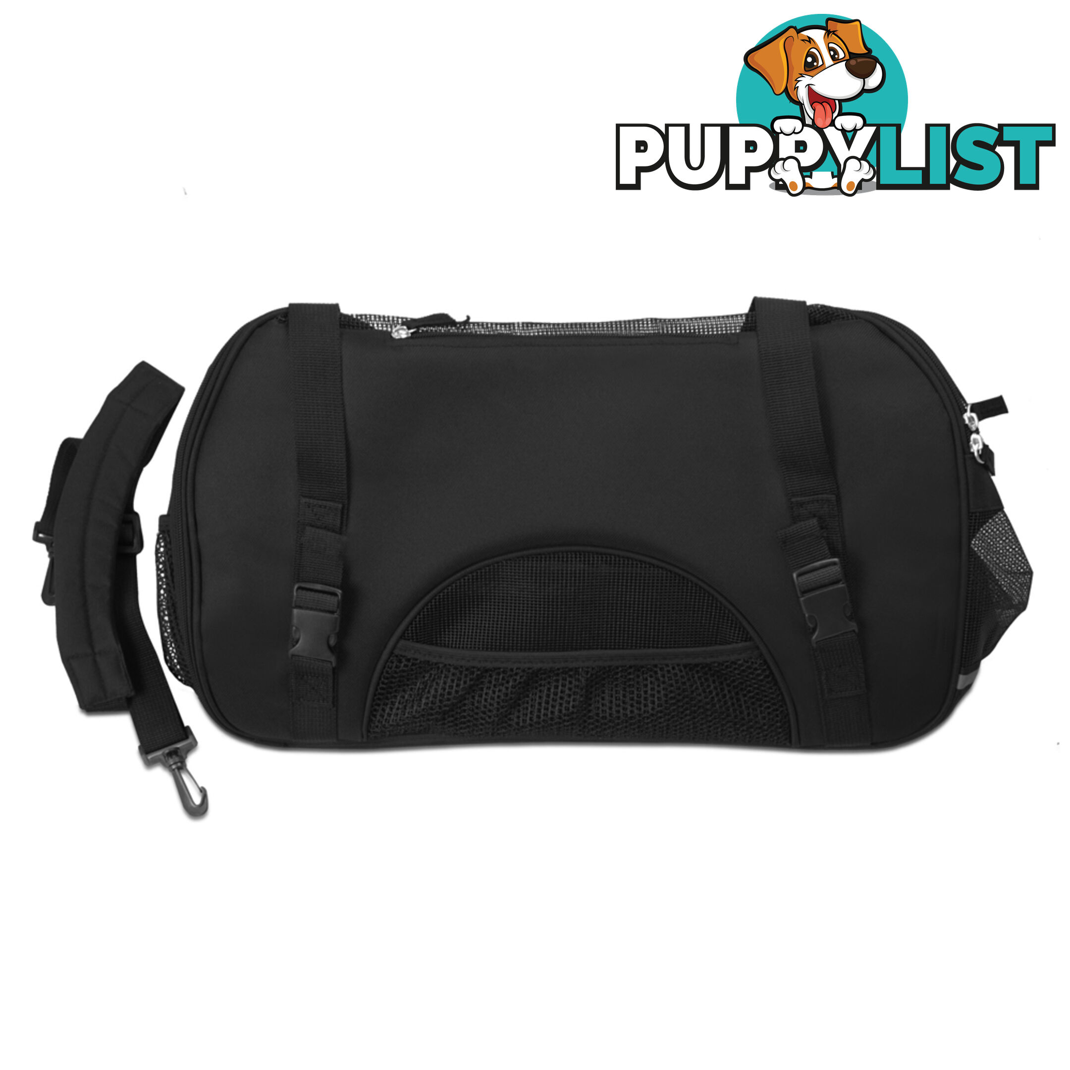 Portable Pet Carrier with Safety Leash - Black