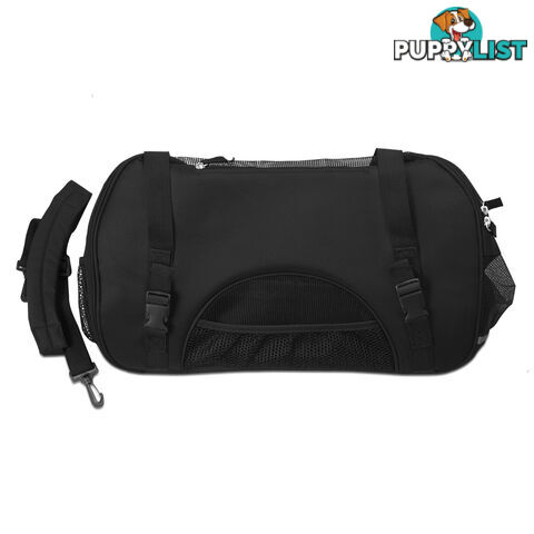 Portable Pet Carrier with Safety Leash - Black