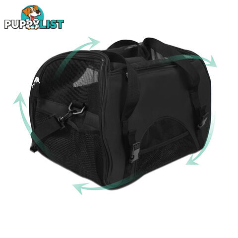 Portable Pet Carrier with Safety Leash - Black