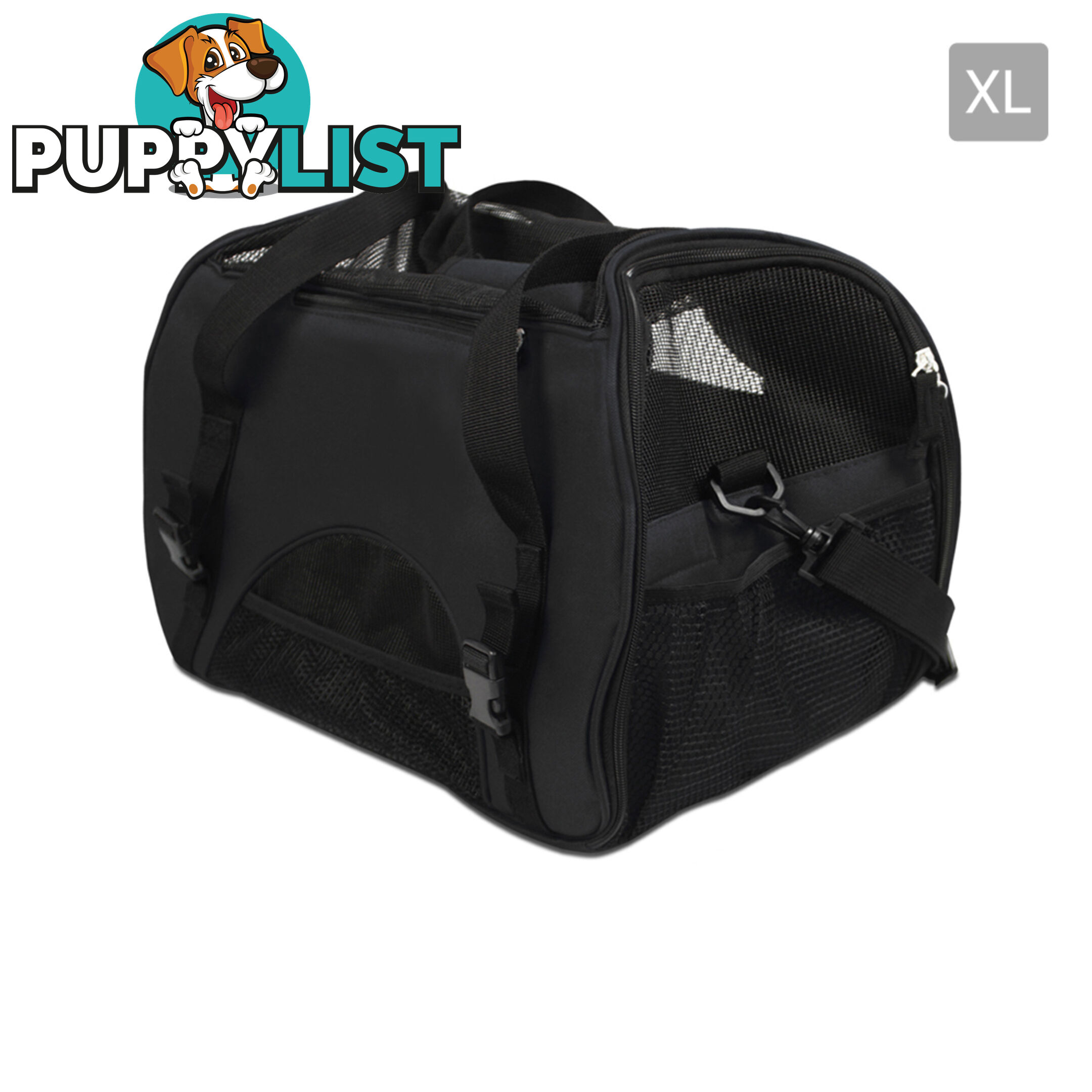 Portable Pet Carrier with Safety Leash - Black