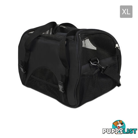 Portable Pet Carrier with Safety Leash - Black