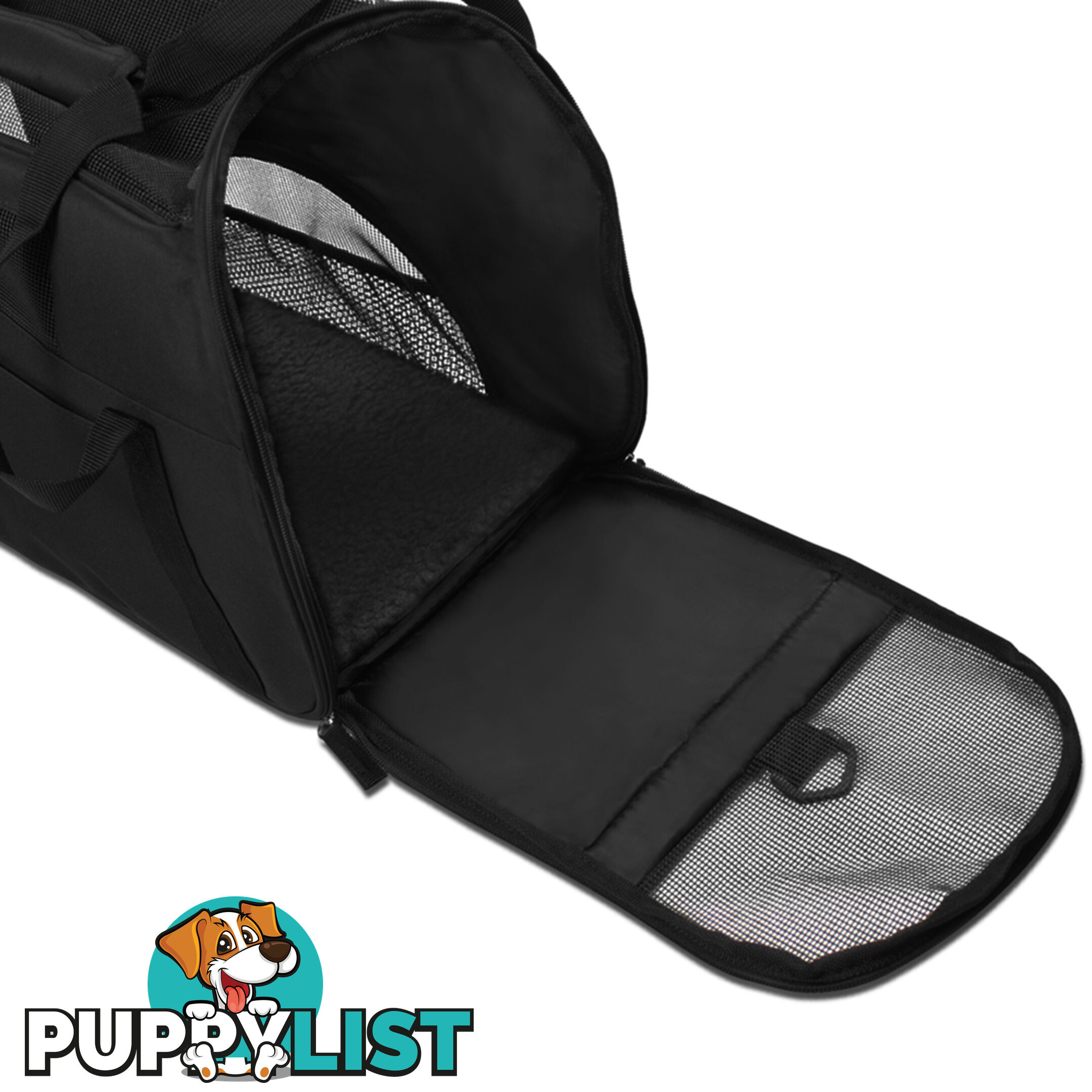 Portable Pet Carrier with Safety Leash - Black