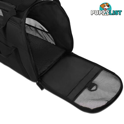 Portable Pet Carrier with Safety Leash - Black