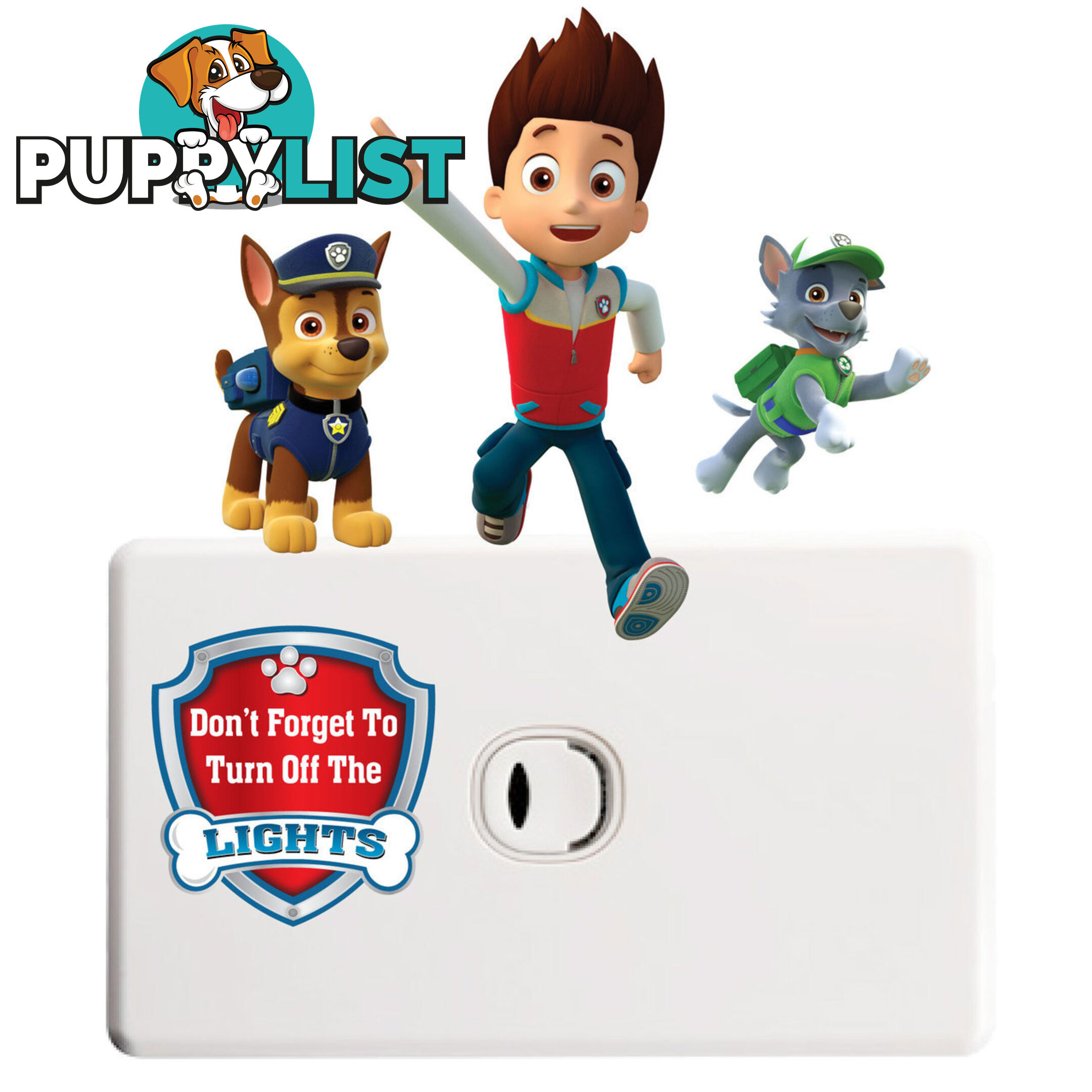 Skye Paw Patrol Light Switch Wall Stickers - Totally Movable