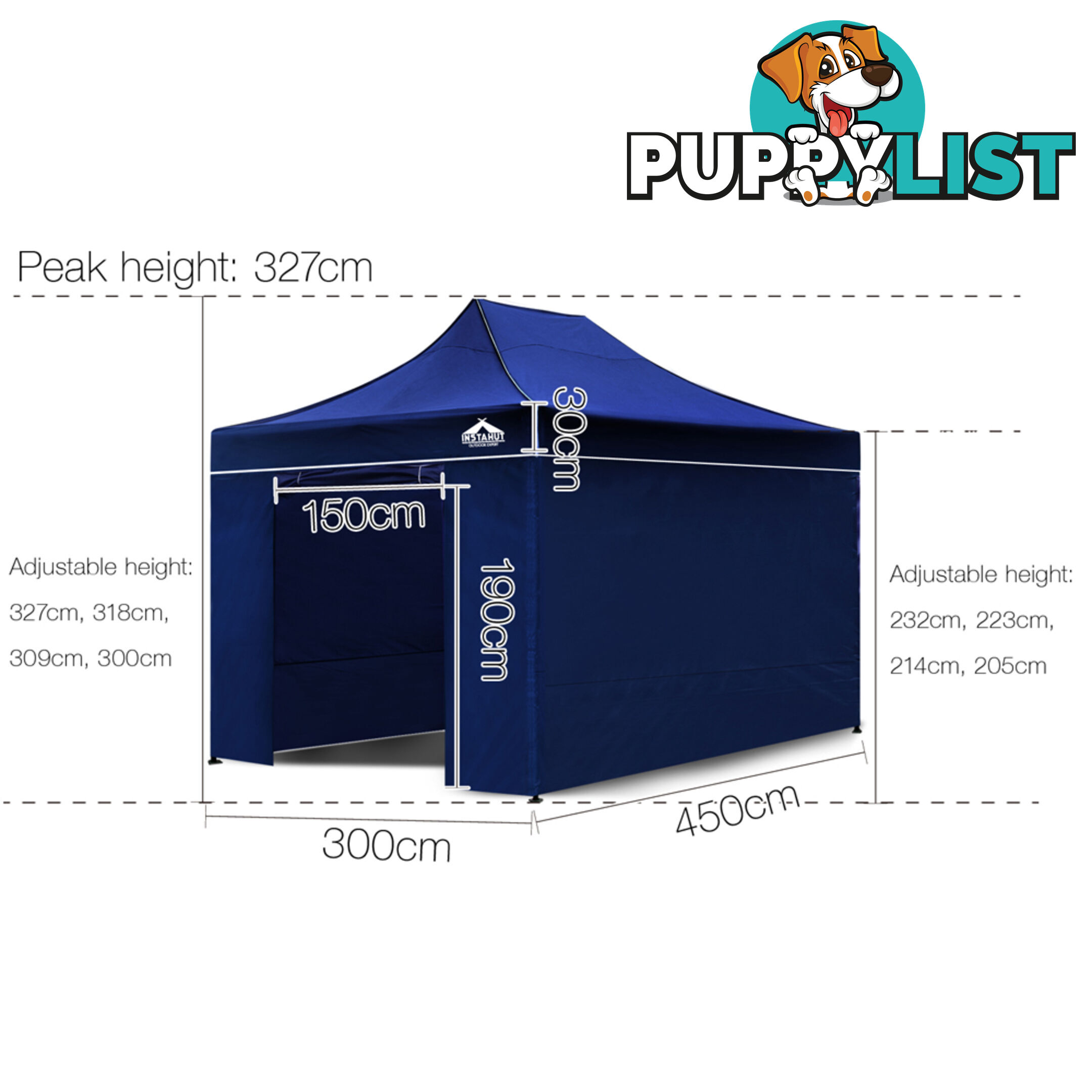 3x4.5 Pop Up Gazebo Hut with Sandbags Blue