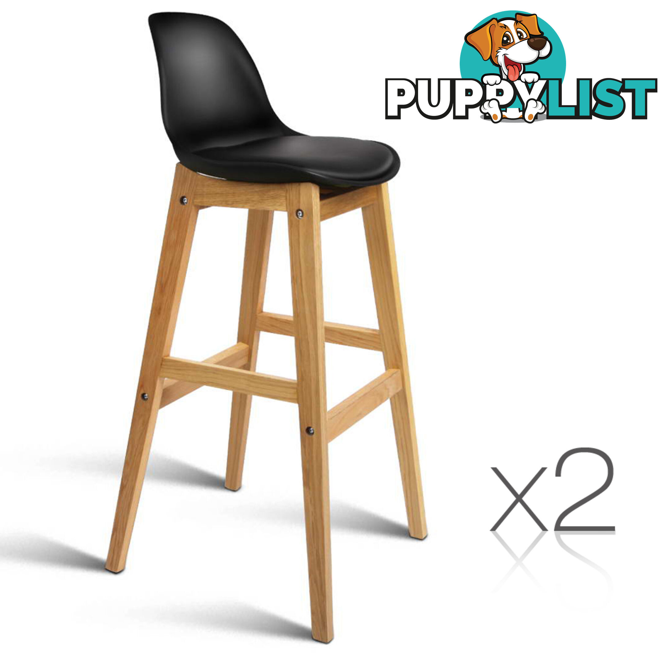 Set of 2 High Seat Back Barstools _ÑÐ Black