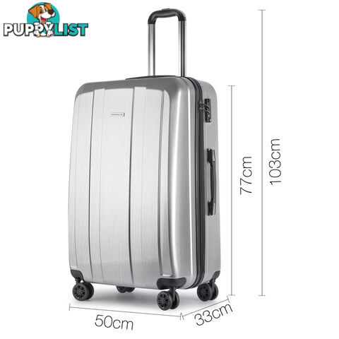 Hard Shell Travel Luggage with TSA Lock Silver