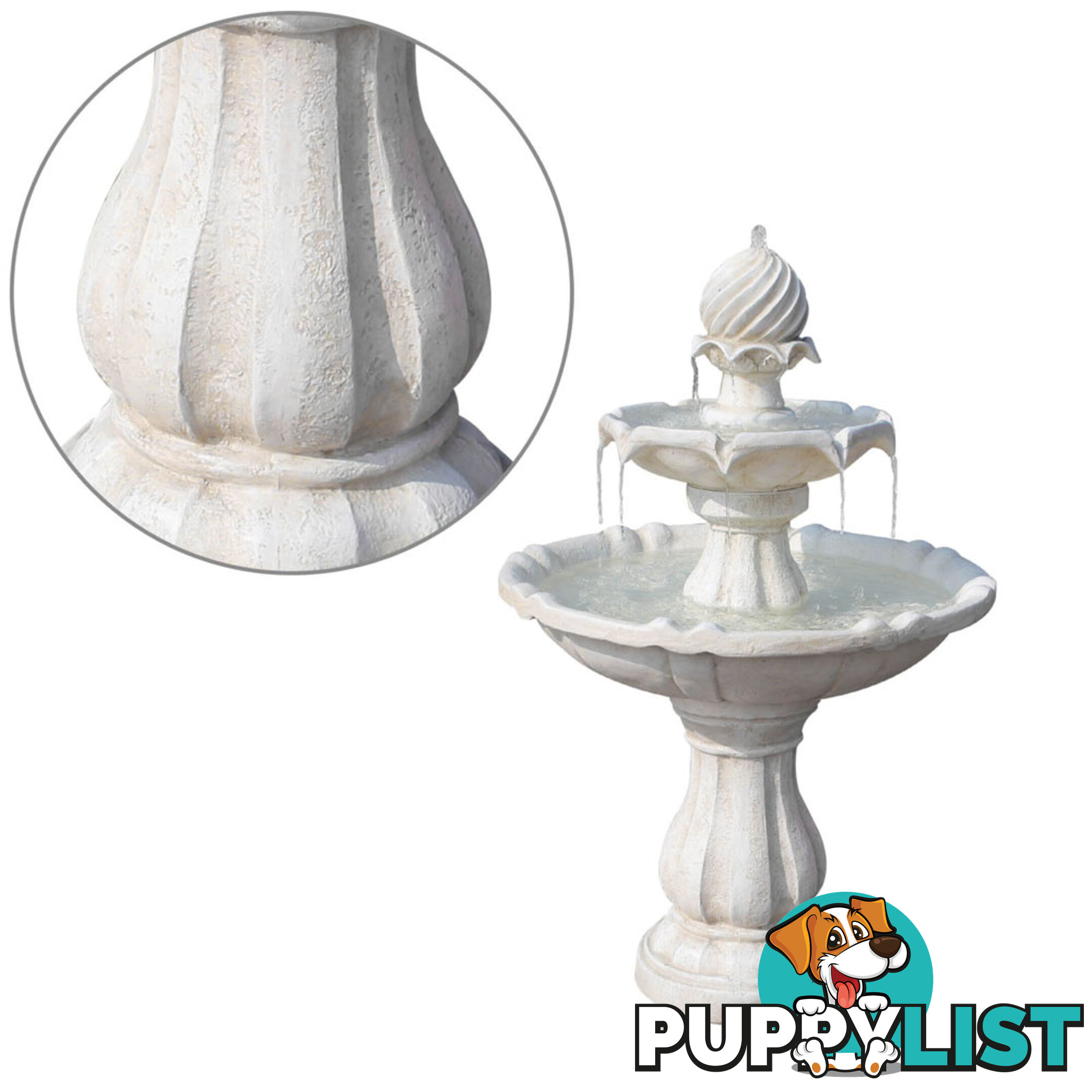 Solar Power Three-Tier Water Fountain Ivory