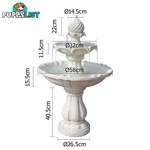 Solar Power Three-Tier Water Fountain Ivory