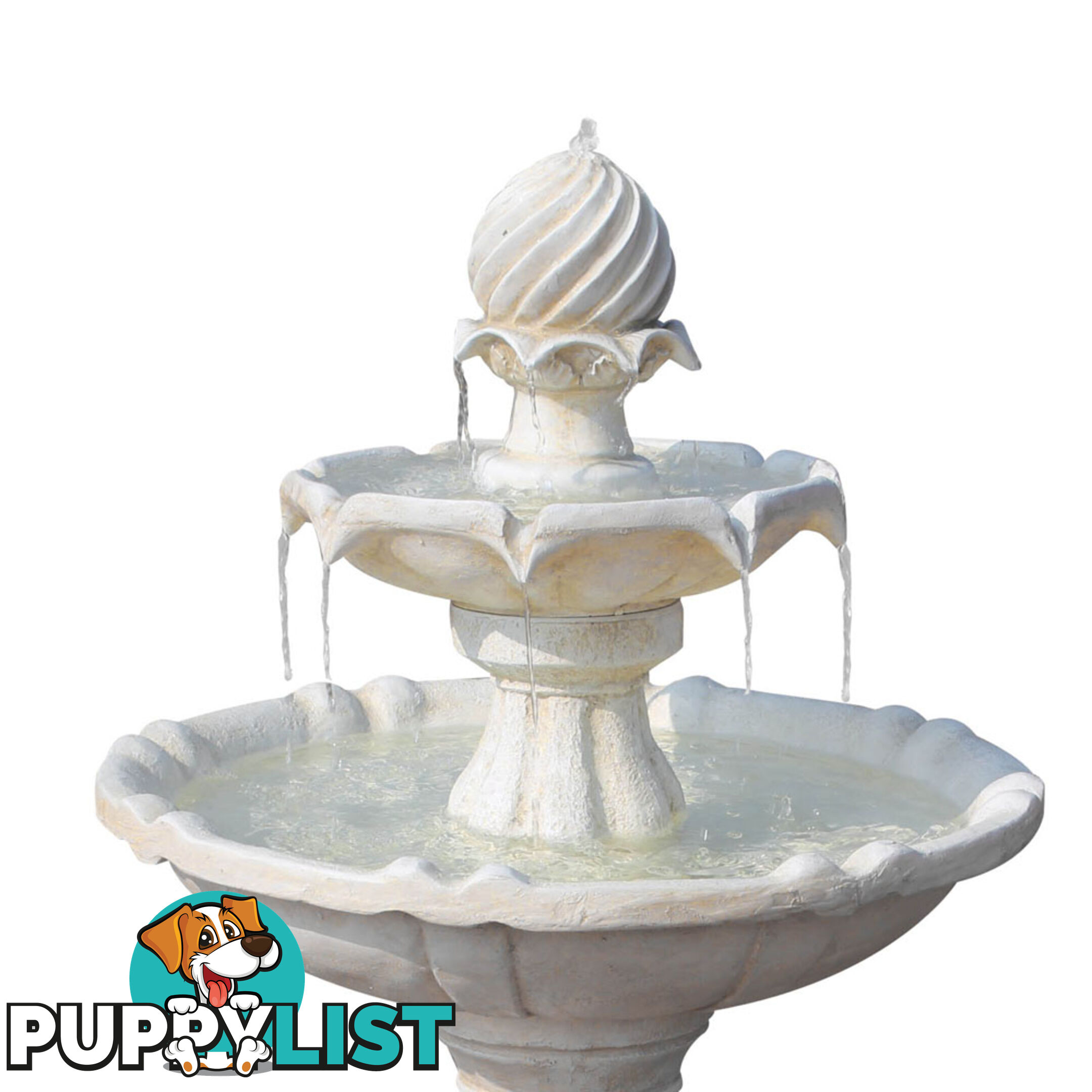 Solar Power Three-Tier Water Fountain Ivory