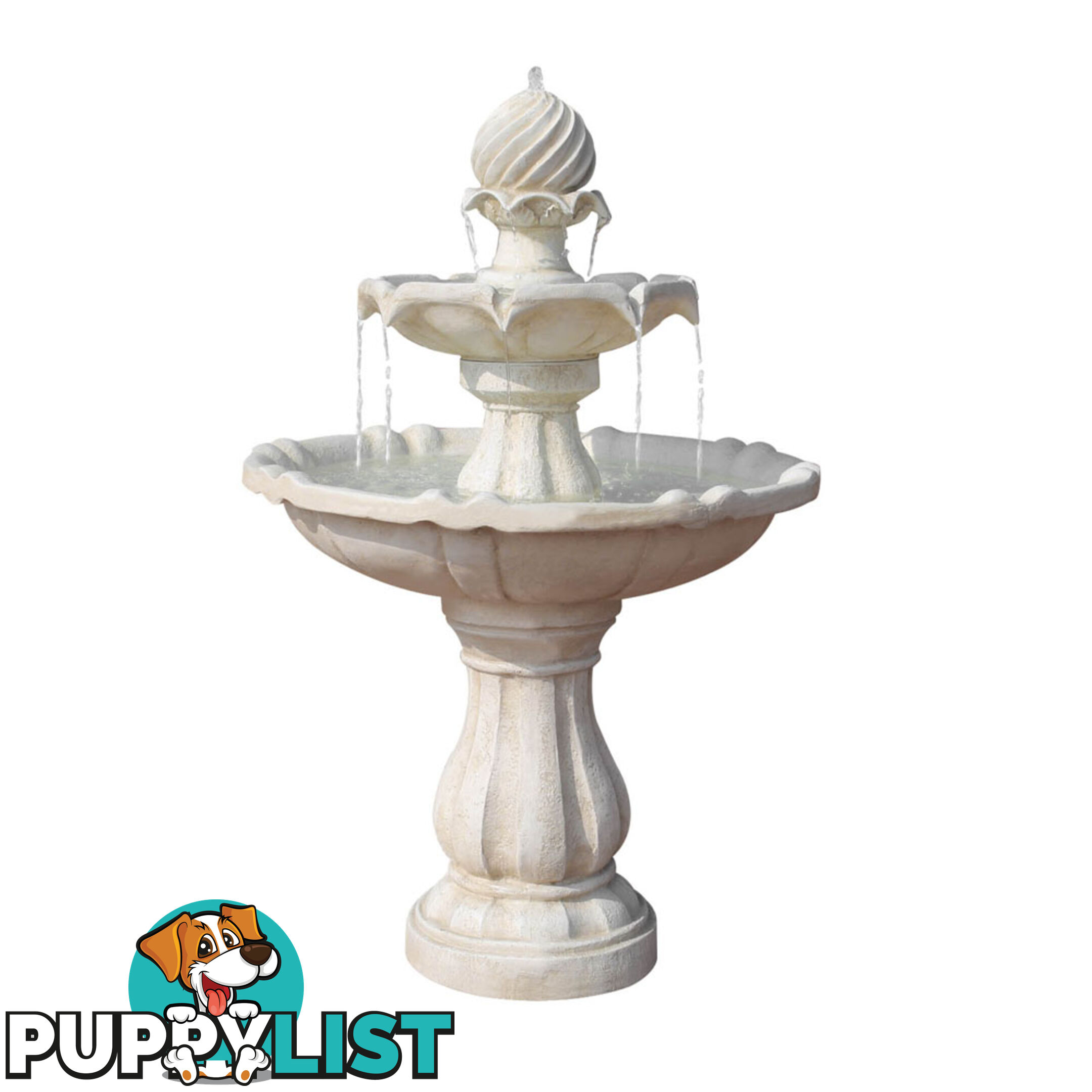 Solar Power Three-Tier Water Fountain Ivory