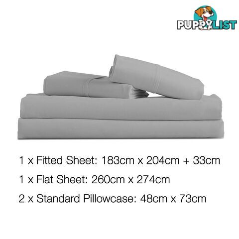 4 Piece Microfibre Sheet Set King _ÑÐ  Grey