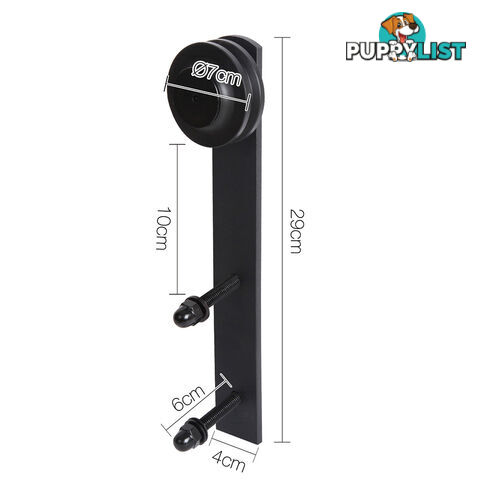 Sliding Barn Door Hardware Track Set Matte Powder Coat Steel Black - 2M