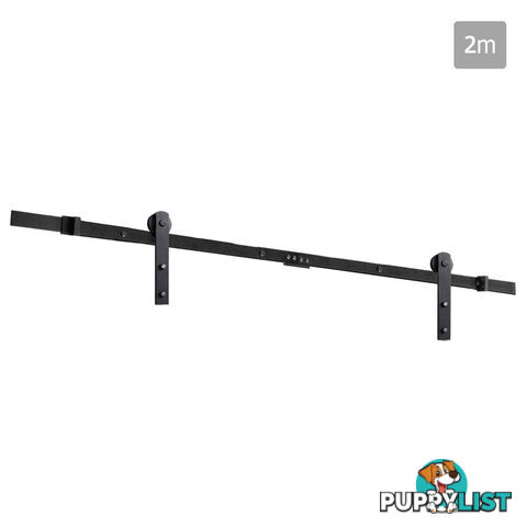 Sliding Barn Door Hardware Track Set Matte Powder Coat Steel Black - 2M