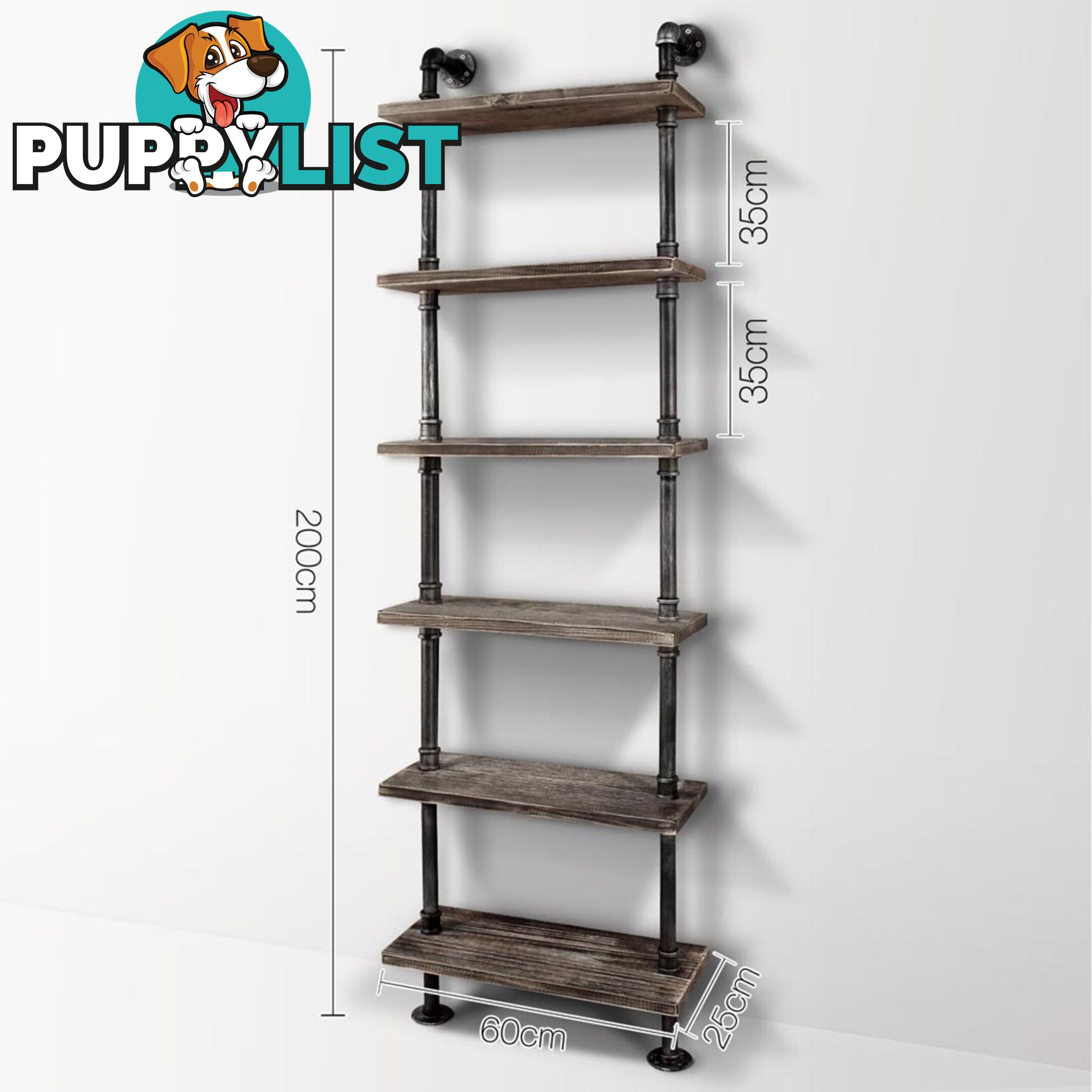 DIY Industrial 6 Level Pipe Shelf