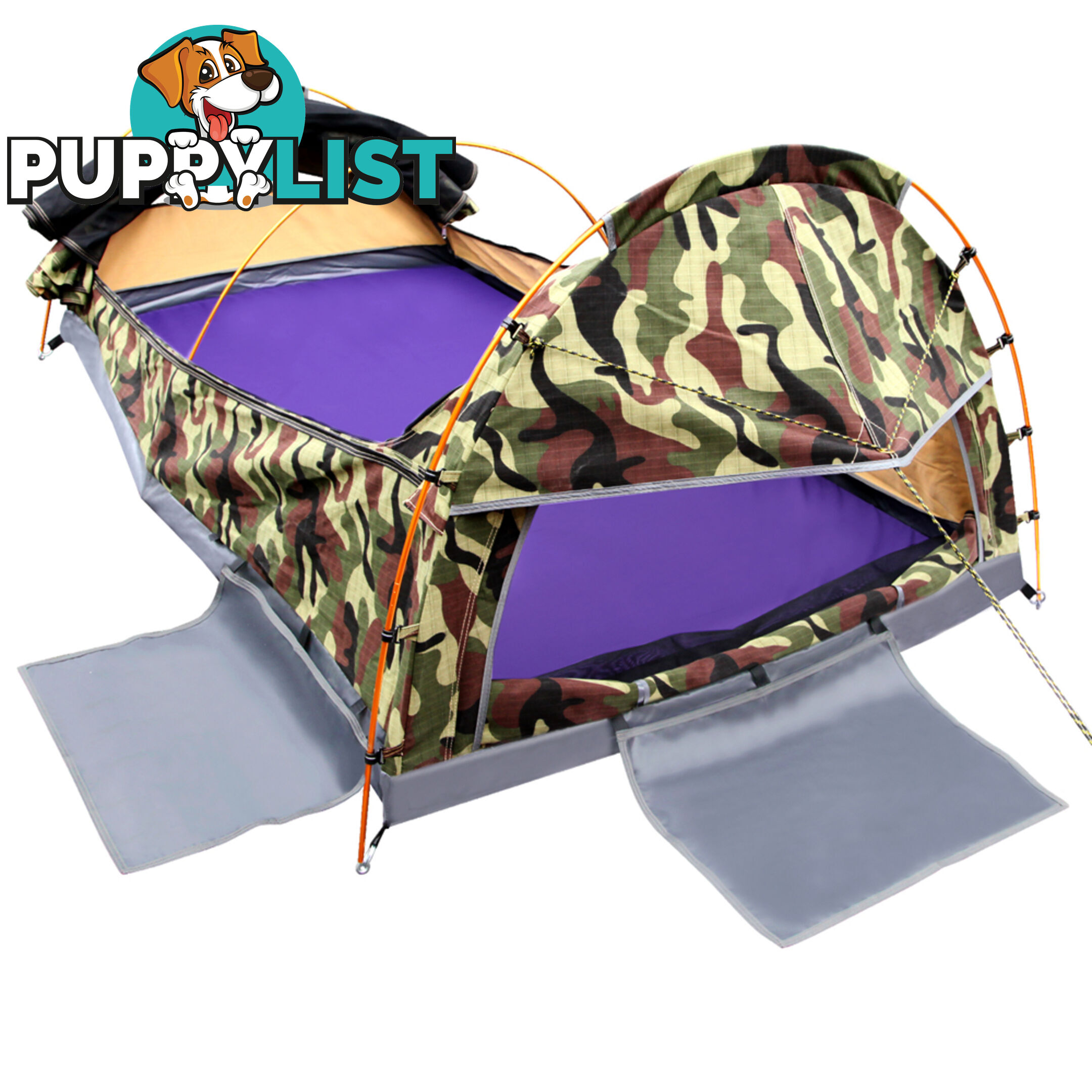 Double Camping Canvas Swag Tent Green Camouflage w/ Bag