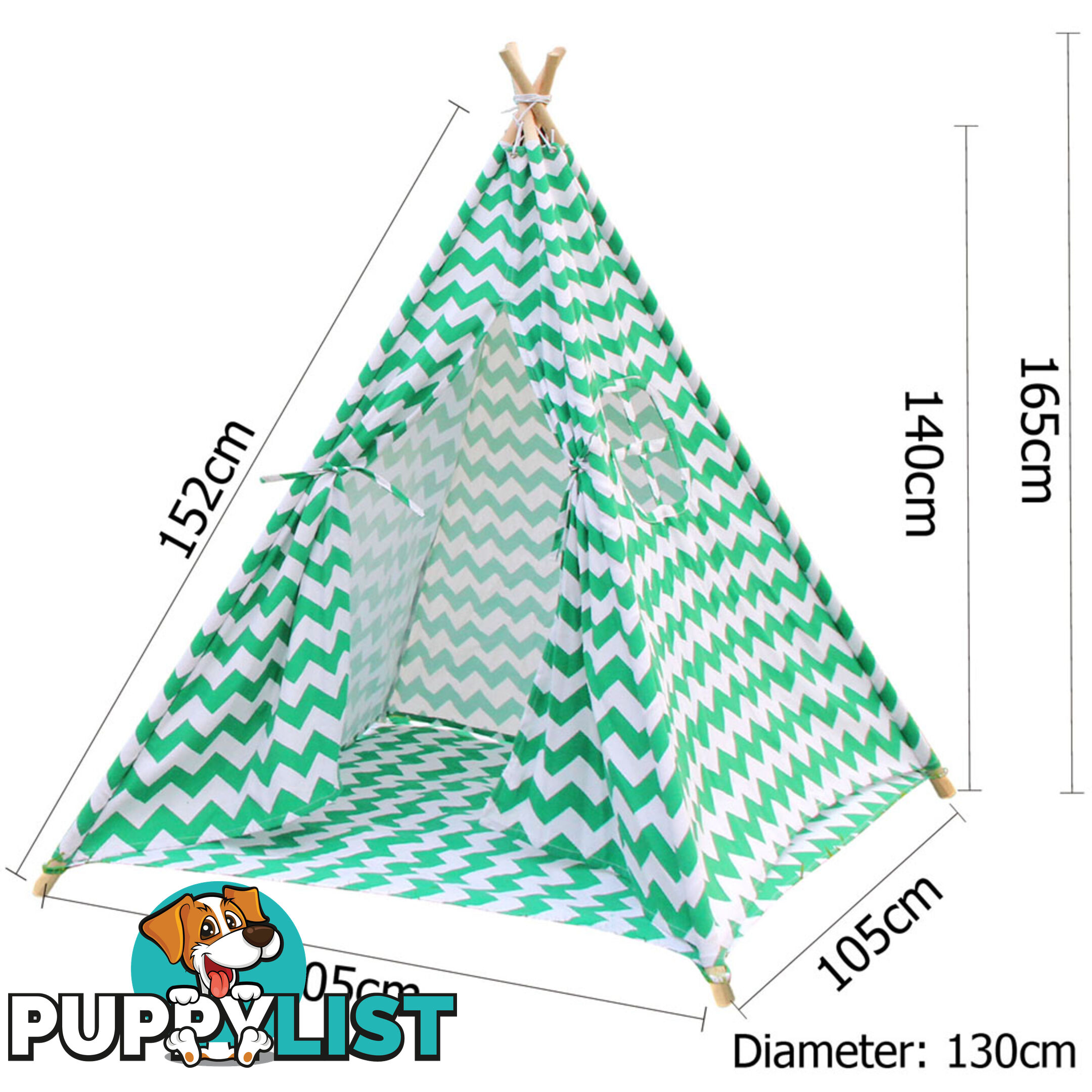 4 Poles Teepee Tent w/ Storage Bag Green