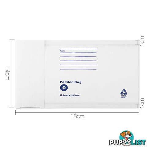 Set of 200 Bubble Padded Mailer Bag - 120mm x 180mm