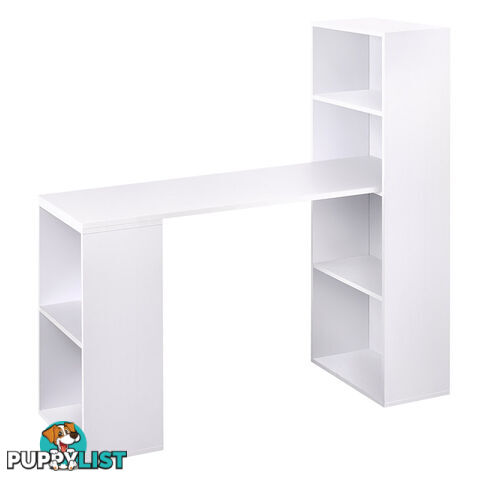 6 Storage Shelf Office Computer Desk White