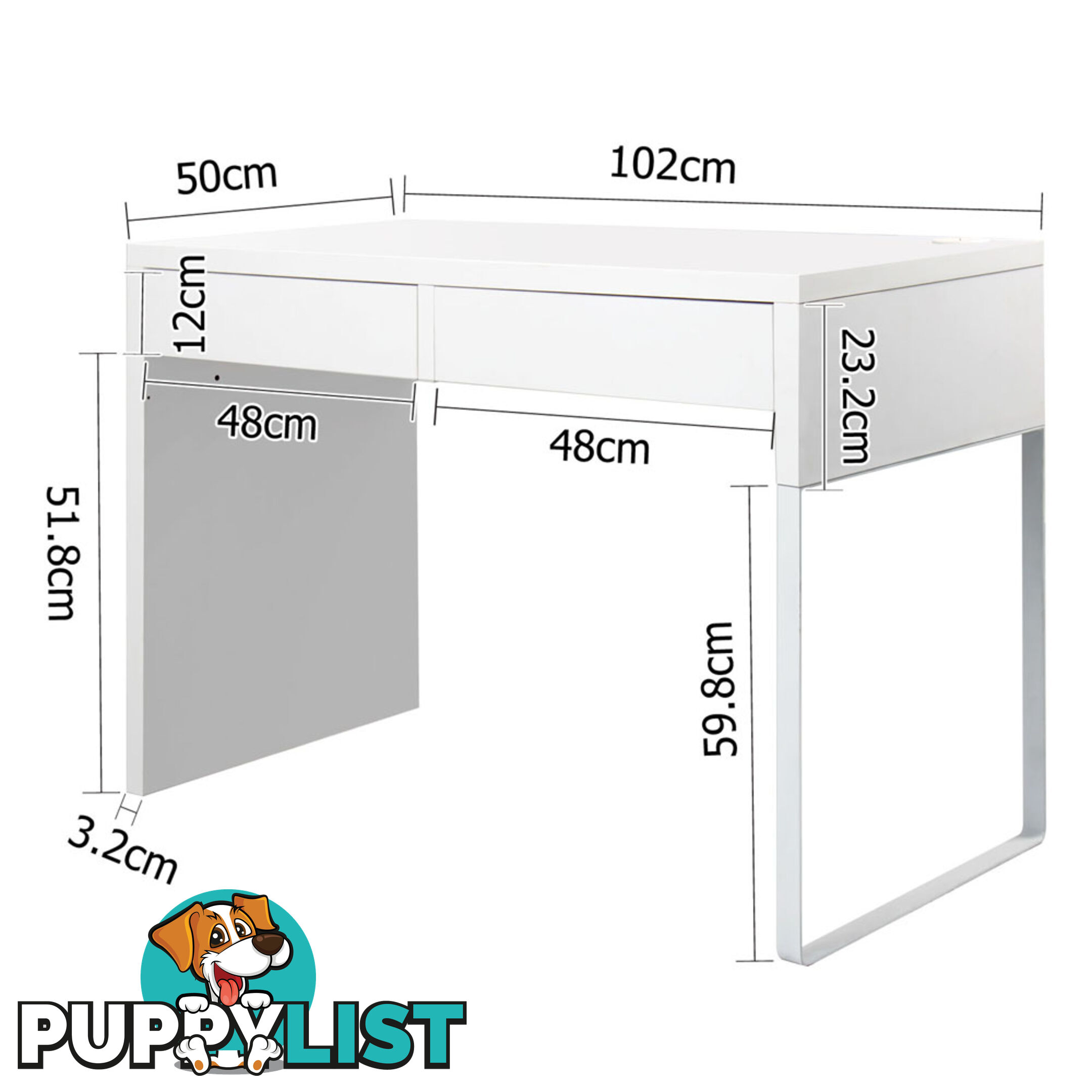 Office Computer Desk Table w/ Drawers White