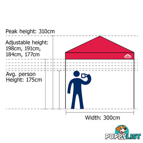 3X3 Pop Up Gazebo - Red