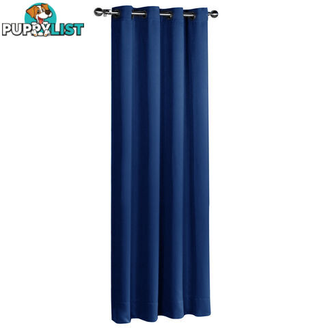 ArtQueen 3 Pass Eyelet Blockout Curtain Navy 180cm