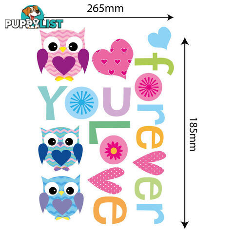 Medium Size Love Forever Owls Wall Sticker - Totally Movable